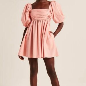 Abercrombie & Fitch Emerson Poplin Puff Sleeve Mini in Warm Pink, Size Large